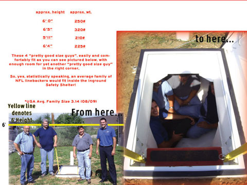 Granger ISS Tornado Shelter with 4 NFL sized guys in it, Granger ISS Tornado Shelter